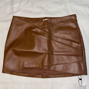 Brown Leather Mini Skirt - Evi Wrap Skirt in Chocolate REVOLVE